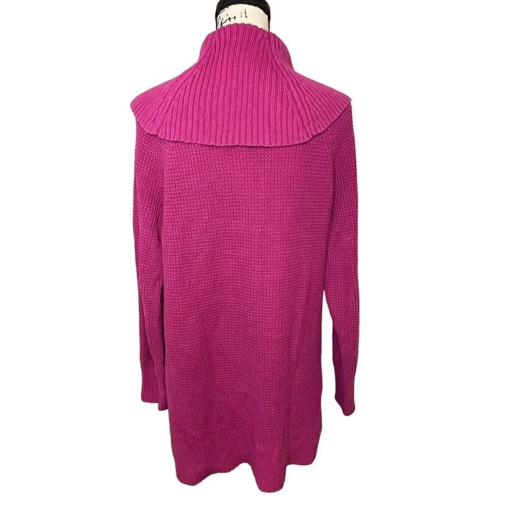 Michael Kors Cowl Neck Sweater Womens Large Pink Excellent Waffle Knit Tunic